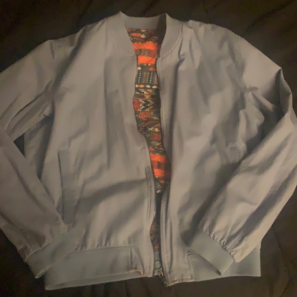 XL Zara light blue/ orange print reversible jacket